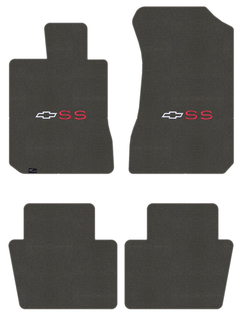 Lloyd Loop Front & Rear Mats for '73-77 Malibu W/White/Red SS with Bowtie