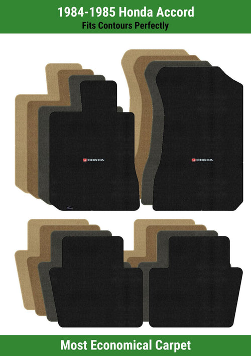 Lloyd Velourtex Front & Rear Mats for '84-85 Accord W/Red & Black Honda H & Word