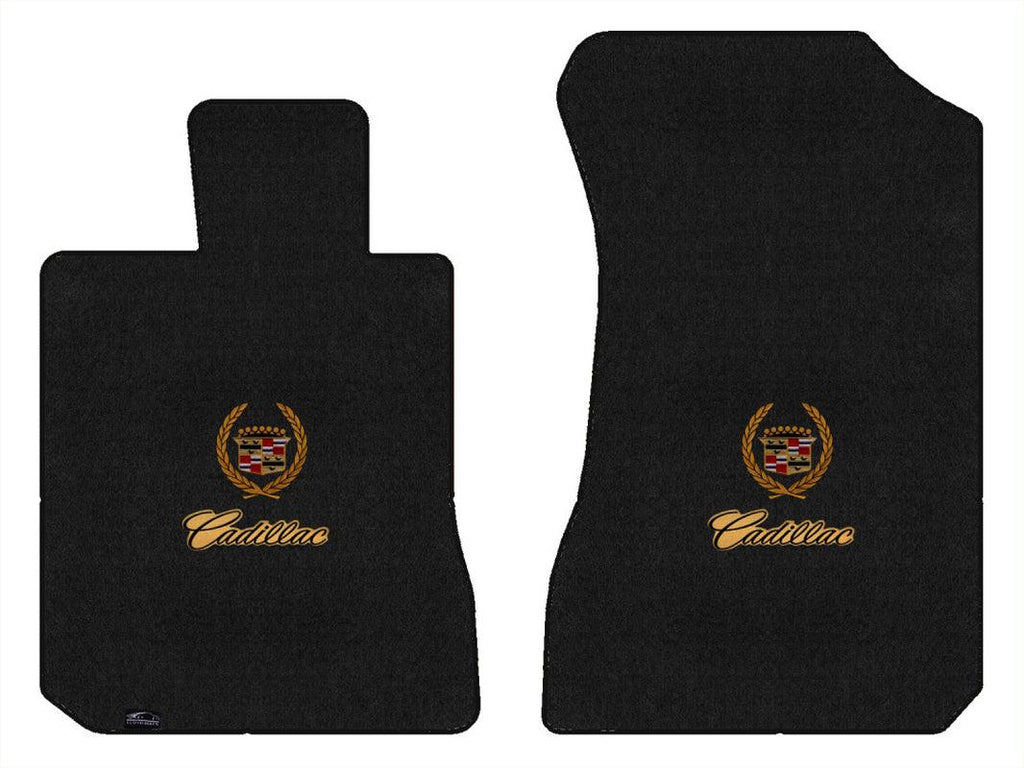 Lloyd Velourtex Front Mats for '69-70 Calais W/Crest 2 Gold W/Black on Gold Cadi