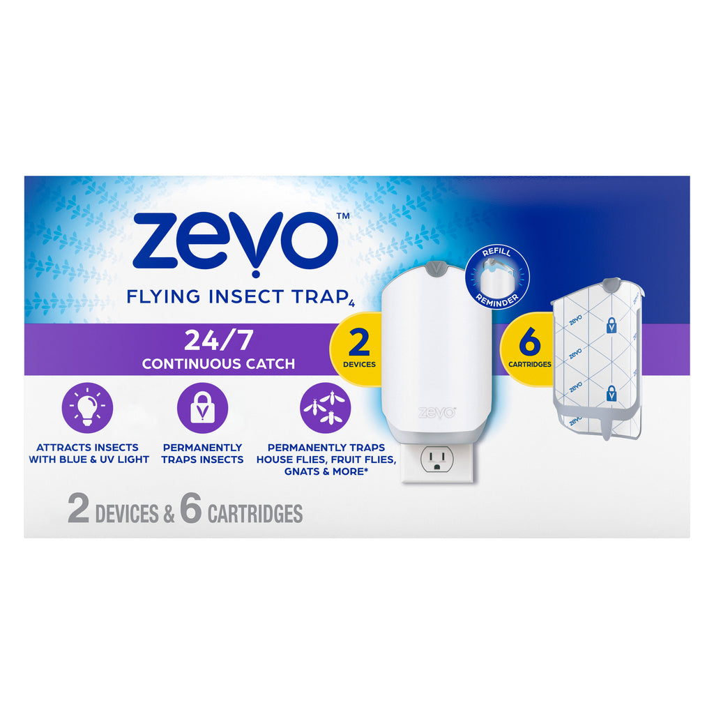 Zevo Flying Insect Trap Starter Kit, 2 Devices + 6 Refills