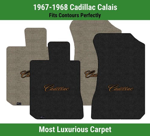 Lloyd Luxe Front Carpet Mats for '67-68 Cadillac Calais W/Gold on Black Cadillac