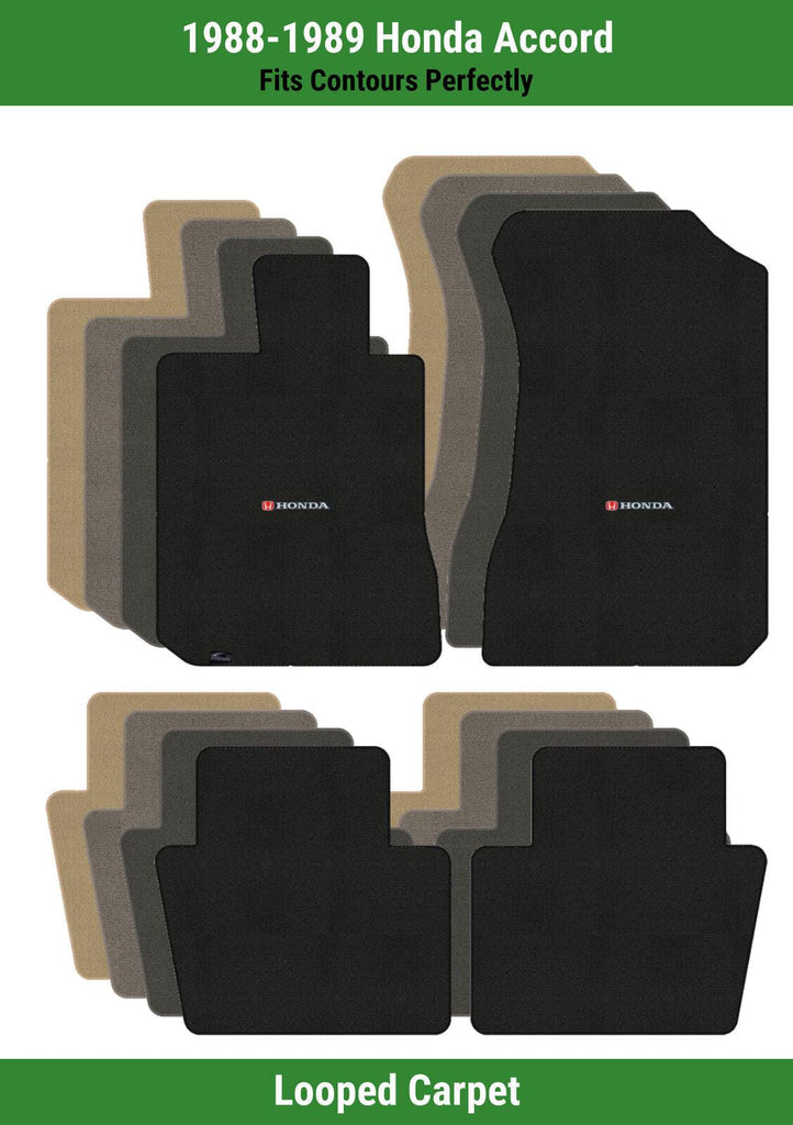 Lloyd Loop Front & Rear Mats for '88-89 Accord W/Red & Black Honda H & Word Comb