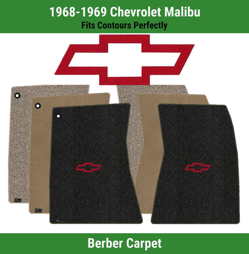 Lloyd Berber Front Mats for '68-69 Chevy Malibu W/Red Chevy Outline Bowtie