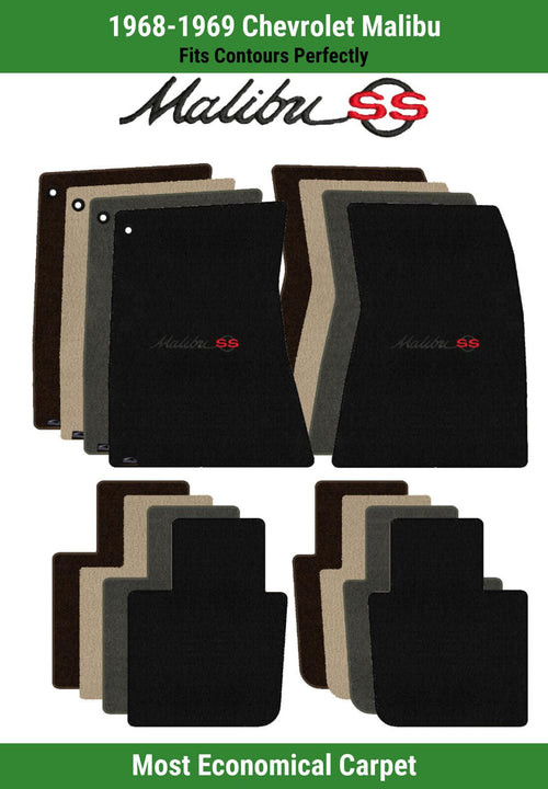 Lloyd Velourtex Front & Rear Mats for '68-69 Chevy Malibu W/Black/Red Malibu SS