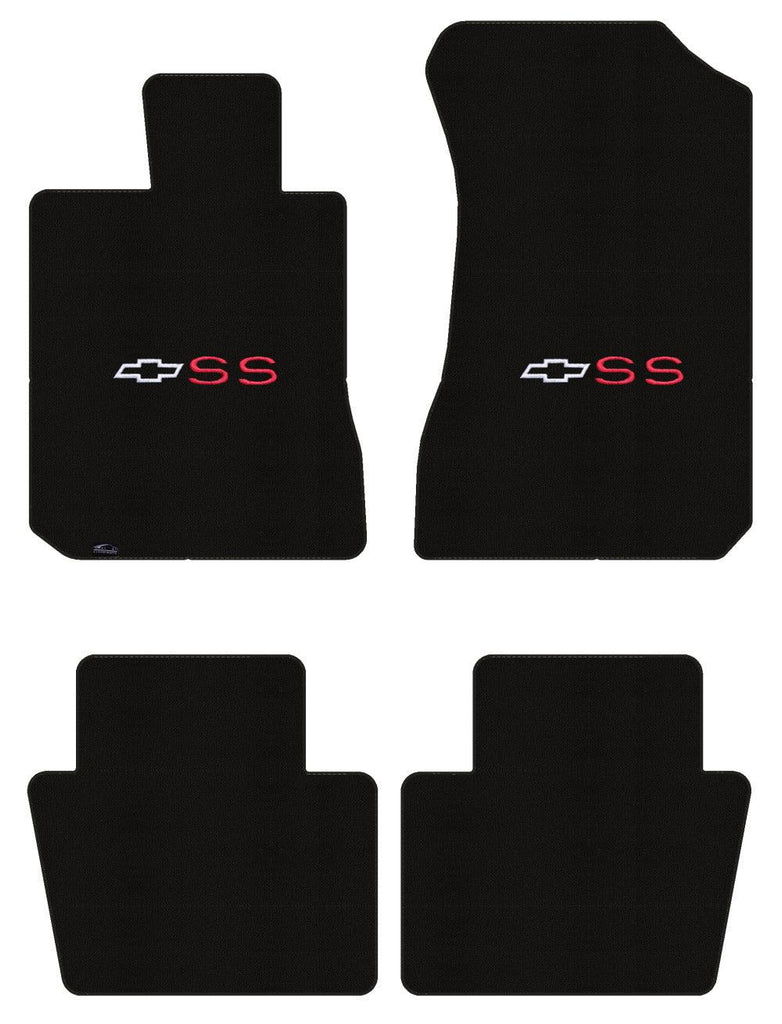 Lloyd Loop Front & Rear Mats for '73-77 Malibu W/White/Red SS with Bowtie