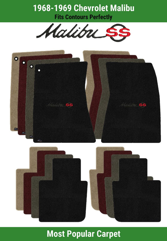 Lloyd Ultimat Front & Rear Mats for '68-69 Chevy Malibu W/Black/Red Malibu SS