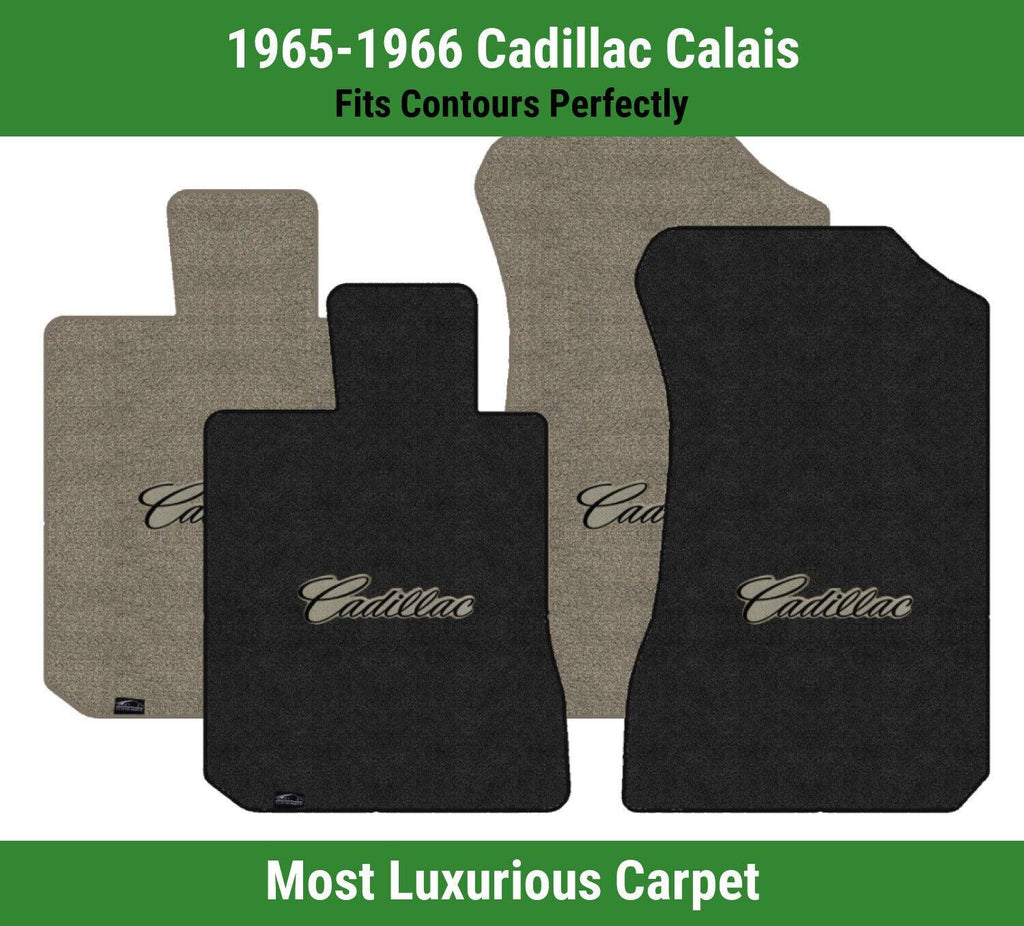 Lloyd Luxe Front Carpet Mats for '65-66 Cadillac Calais W/Black on Tan Cadillac