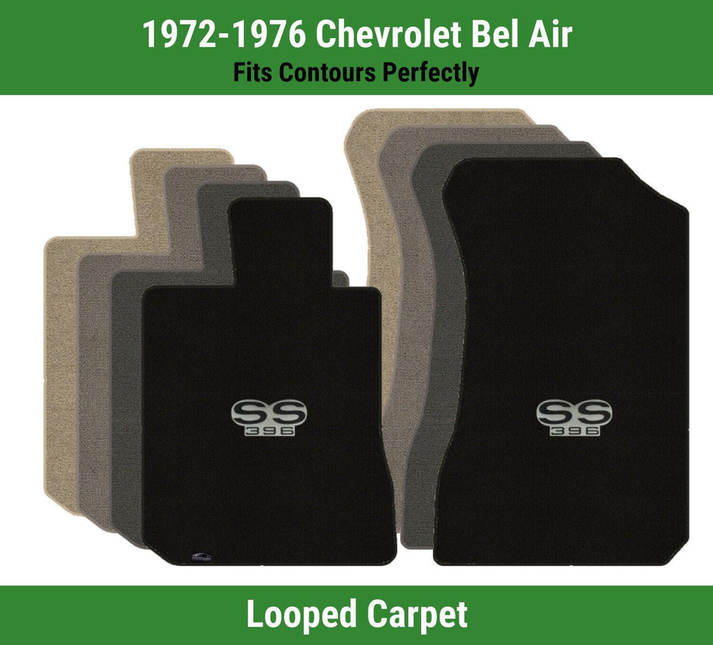 Lloyd Classic Loop Front Mats for '72-76 Chevy Bel Air W/Black on Silver SS 396