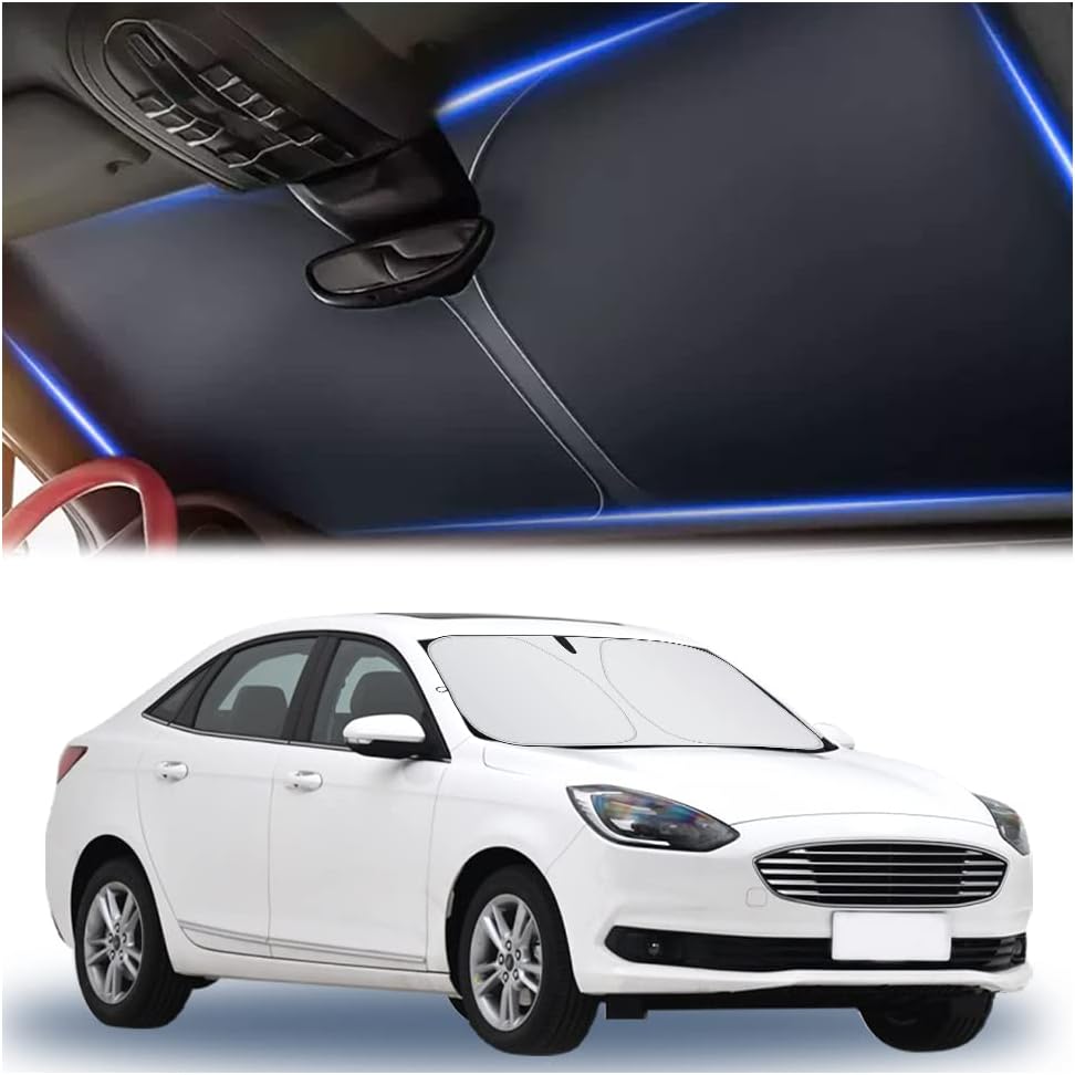 240T Thickened Automotive Glass Sunshade and Comes with Storage Bag,Keep Car Interior Cool,Universal Windshield Sun Shade Fit for Cars,Trucks,SUVs (L(57.08 * 31.5 inch))