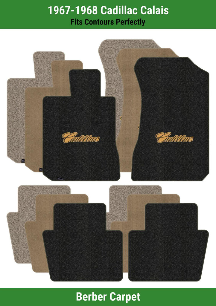 Lloyd Berber Front & Rear Mats for '67-68 Calais W/Black on Gold Cadillac Script