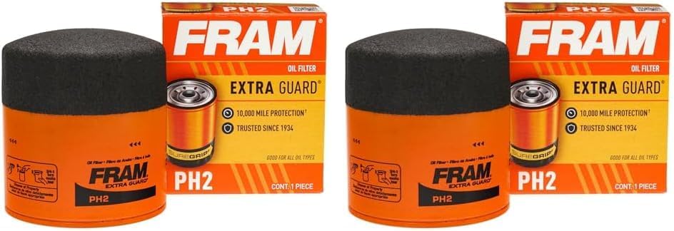 FRAM Extra Guard PH2 10K Mile Change Automotive Replacement Interval Spin-On Engine Oil Filter for Select Vehicle Model Years, Vehicle Engine Protection Oil Filter for Everyday Drivers