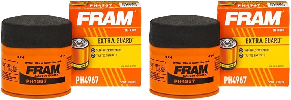 FRAM Extra Guard PH4967 10K Mile Change Automotive Replacement Interval Spin-On Engine Oil Filter for Select Vehicle Model Years, Vehicle Engine Protection Oil Filter for Everyday Drivers