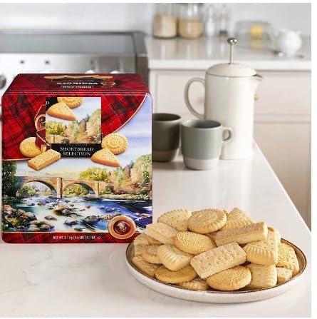 Premium Christmas Shortbread Cookie Selection Gift Tin, 4.6 Pound. Pure Butter Scottish Cookie Holiday Gift For Anyone .Europeen Cookie