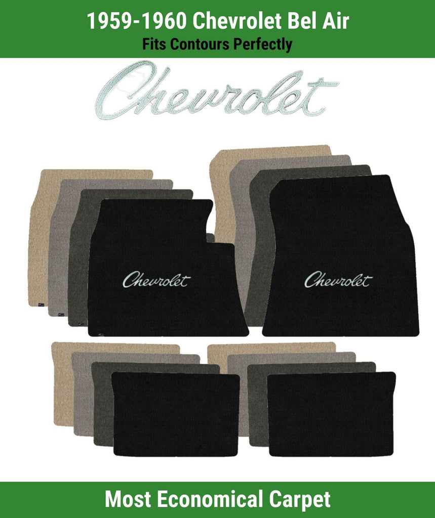 Lloyd Velourtex Front & Rear Mats for '59-60 Bel Air W/Silver Chevy Letters