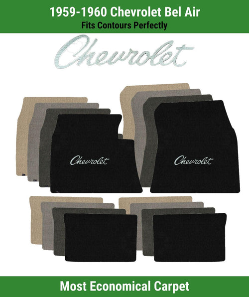 Lloyd Velourtex Front & Rear Mats for '59-60 Bel Air W/Silver Chevy Letters