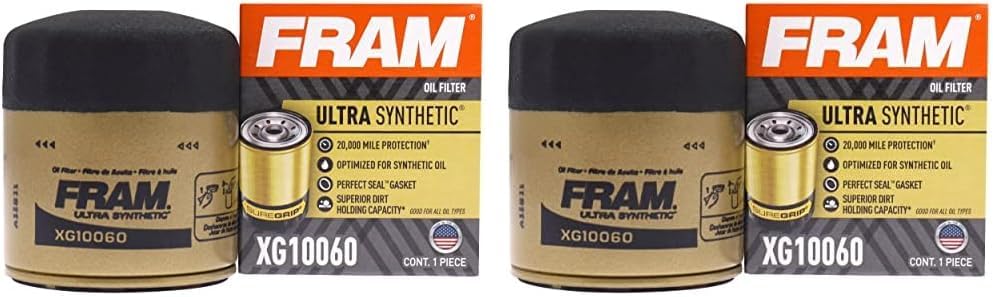 FRAM Ultra Synthetic XG10060 20K Mile Change Automotive Replacement Engine Oil Filter for Synthetic Oil Changes, Premium Vehicle Engine Protection Oil Filter for Select Vehicle Model Years