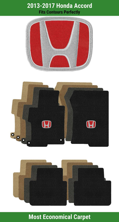 Lloyd Velourtex Front & Rear Mats for '13-17 Honda Accord W/Red on Black Honda H