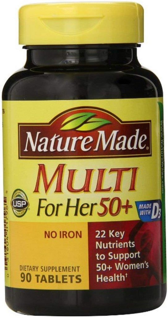 Nature Made Multivitamin For Women 50+ No Iron, Multivitamins for Women 50 Plus, Daily Nutritional Support, Nature Made Multi Vitamins, 90 Tablets, 90 Day Supply