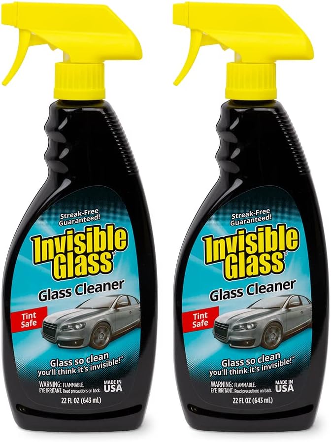 Invisible Glass 92164-2PK Premium Glass and Window Cleaner for Auto and Home Cleans Glass, Windows, Windshields, Navigation Screens, and More, Streak-Free, Ammonia-Free, Tint-Safe, 22 Fl Oz, Pack of 2