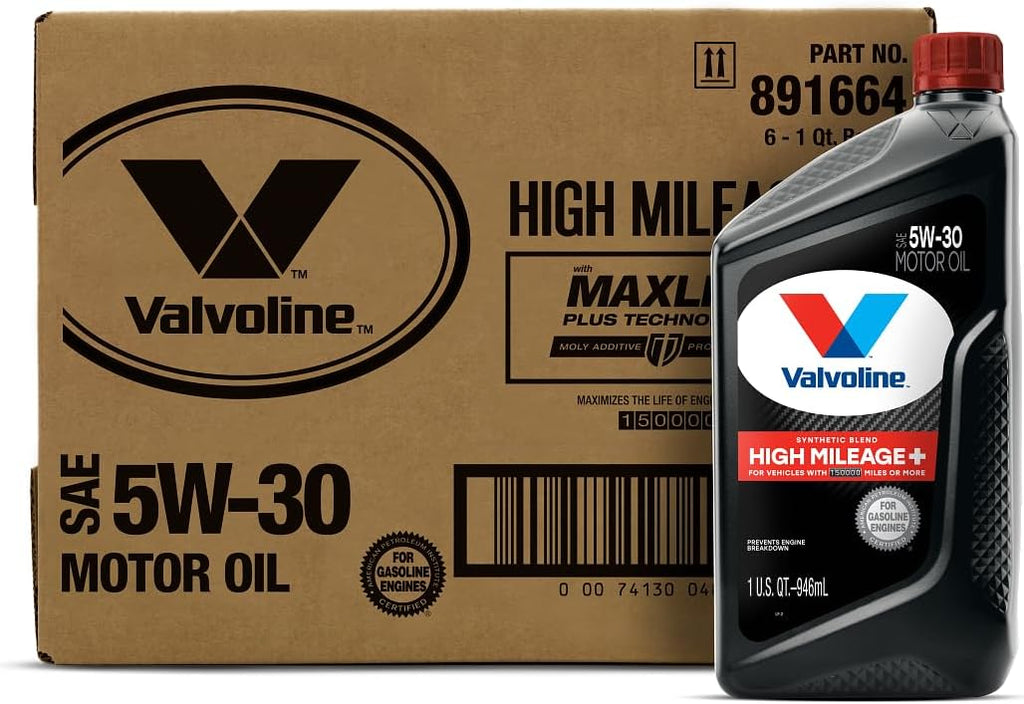Valvoline High Mileage with MaxLife Technology SAE 5W-30 Synthetic Blend Motor Oil 5 QT
