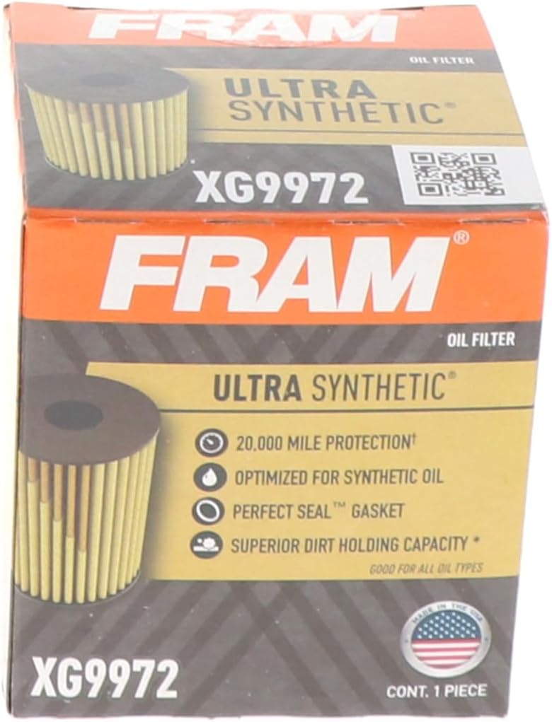 FRAM Ultra Synthetic XG9972 20K Mile Change Automotive Replacement Engine Oil Filter for Synthetic Oil Changes, Premium Vehicle Engine Protection Oil Filter for Select Vehicle Model Years