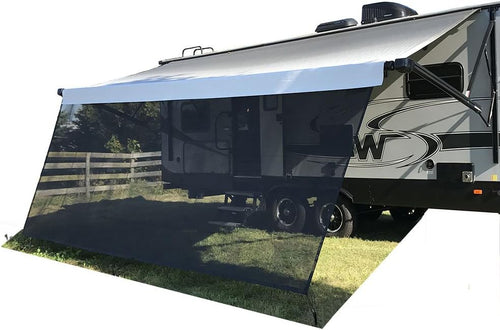 Tentproinc RV Awning Sun Shade Screen Sunshade 8' X 15' 3'' (Fit for 16' Awning)- Mesh Sunscreen Motorhome Camper Trailer Awning Shade Screen UV Blocker Completed Kits - 3 Year Warranty (Black)