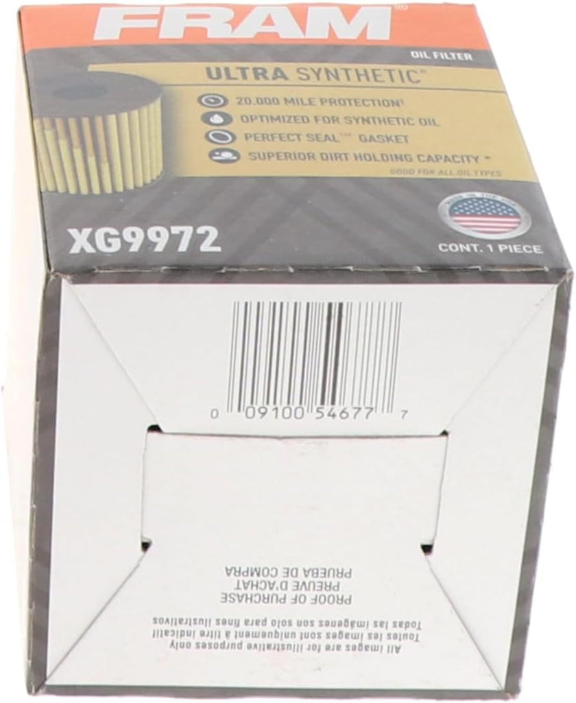 FRAM Ultra Synthetic XG9972 20K Mile Change Automotive Replacement Engine Oil Filter for Synthetic Oil Changes, Premium Vehicle Engine Protection Oil Filter for Select Vehicle Model Years