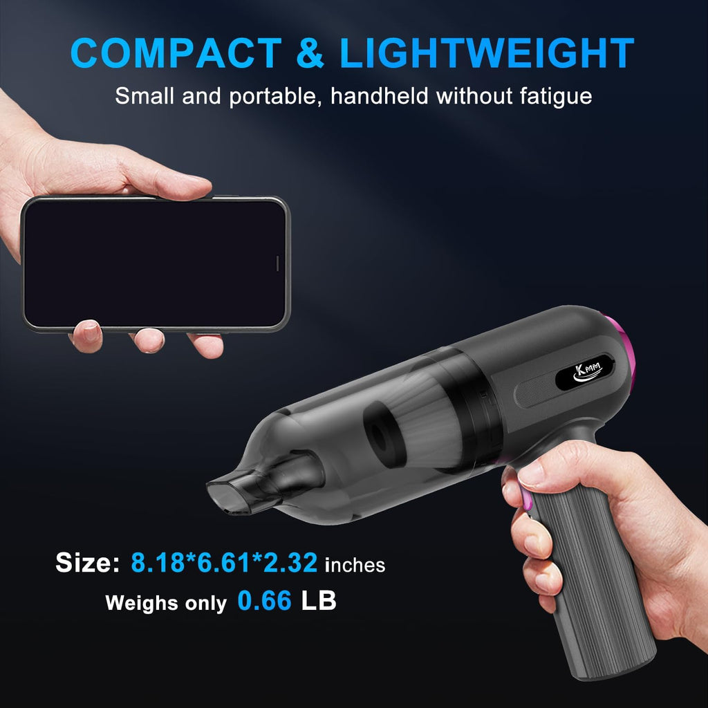 KMM Handheld Car Vacuum Cleaner, 9000Pa Vacuum Cleaner and Air Duster, 120W High Power Hand Held Vacuum with LED Light and Multi-Nozzles for Car, Home, Office, Pet