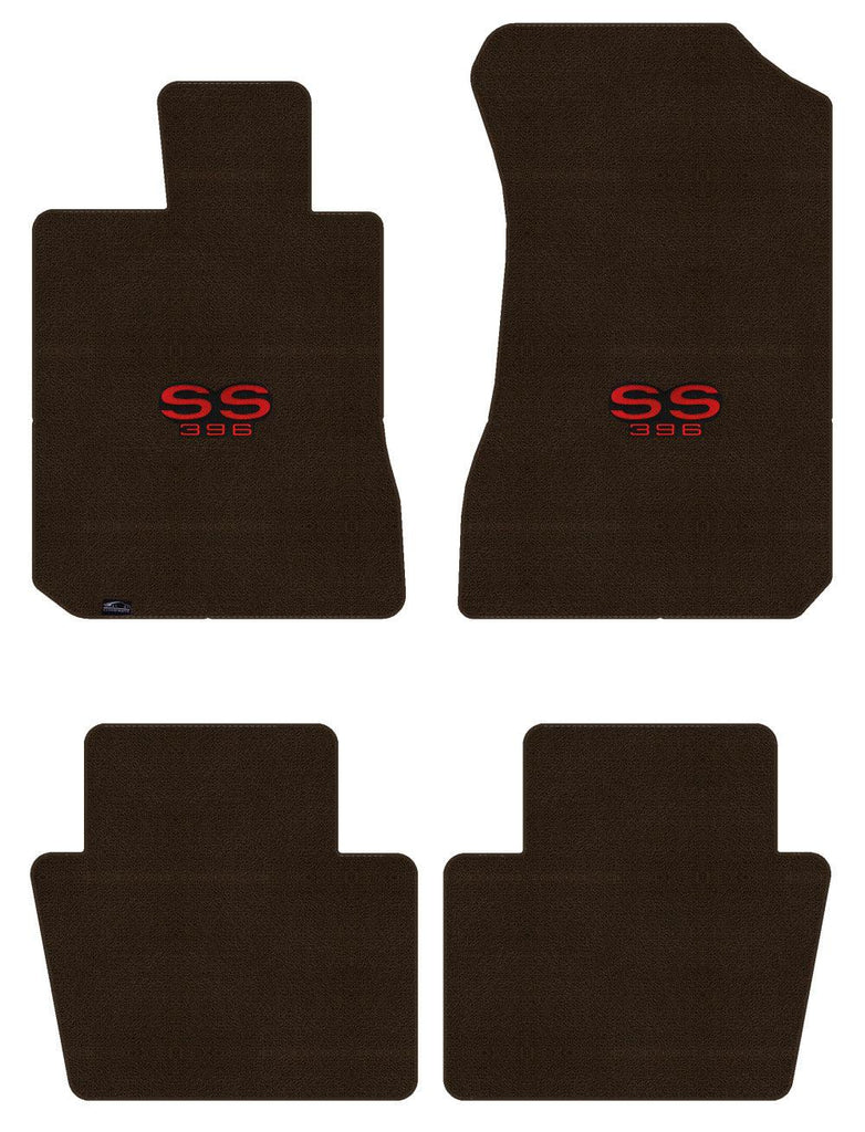 Lloyd Classic Loop Front & Rear Mats for '58 Chevy Bel Air W/Red on Black SS 396