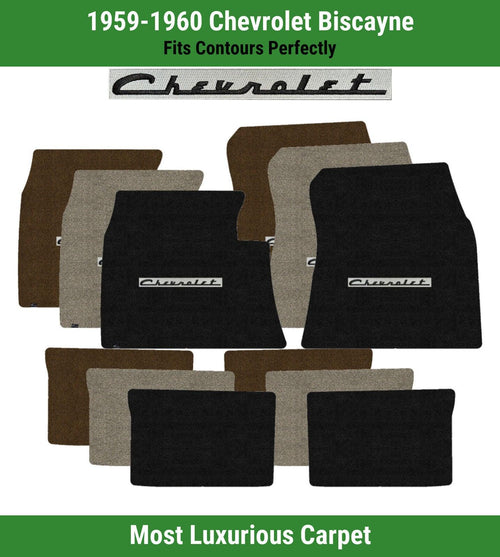 Lloyd Luxe Front & Rear Mats for '59-60 Chevy Biscayne W/Black on Silver Chevy