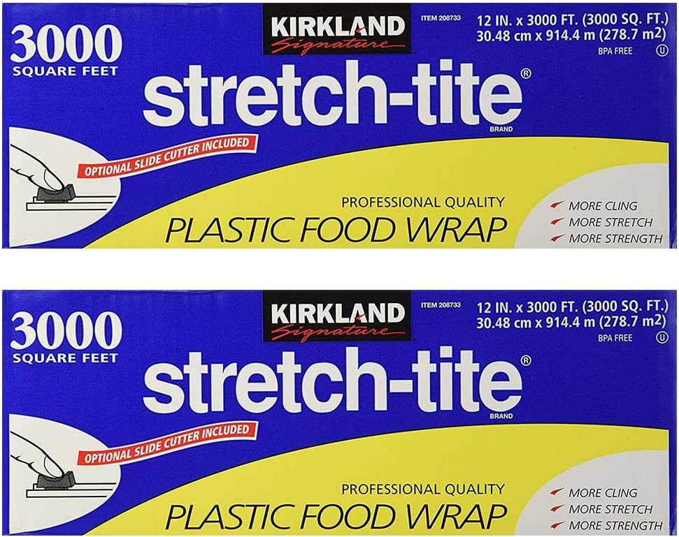 Kirkland Signature Plastic Food Wrap - 6000 SQ. FT (2 Pack, 12" x 3000 SQ. FT Each)