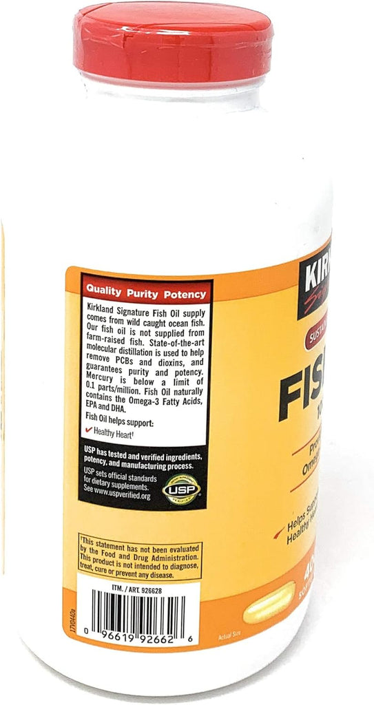 Kirkland Signature Natural Fish Oil Concentrate with Omega-3 Fatty Acids - 400 Softgels (Pack of 2)