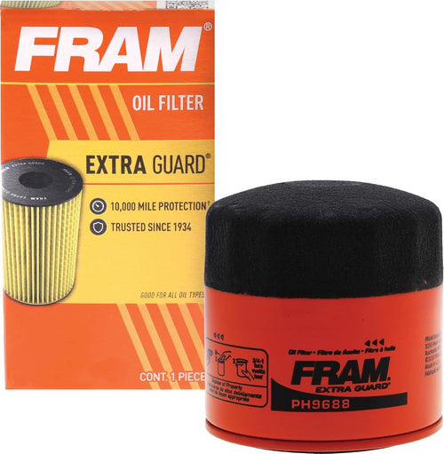FRAM Extra Guard PH9688 10K Mile Change Automotive Replacement Interval Spin-On Engine Oil Filter for Select Vehicle Model Years, Vehicle Engine Protection Oil Filter for Everyday Drivers