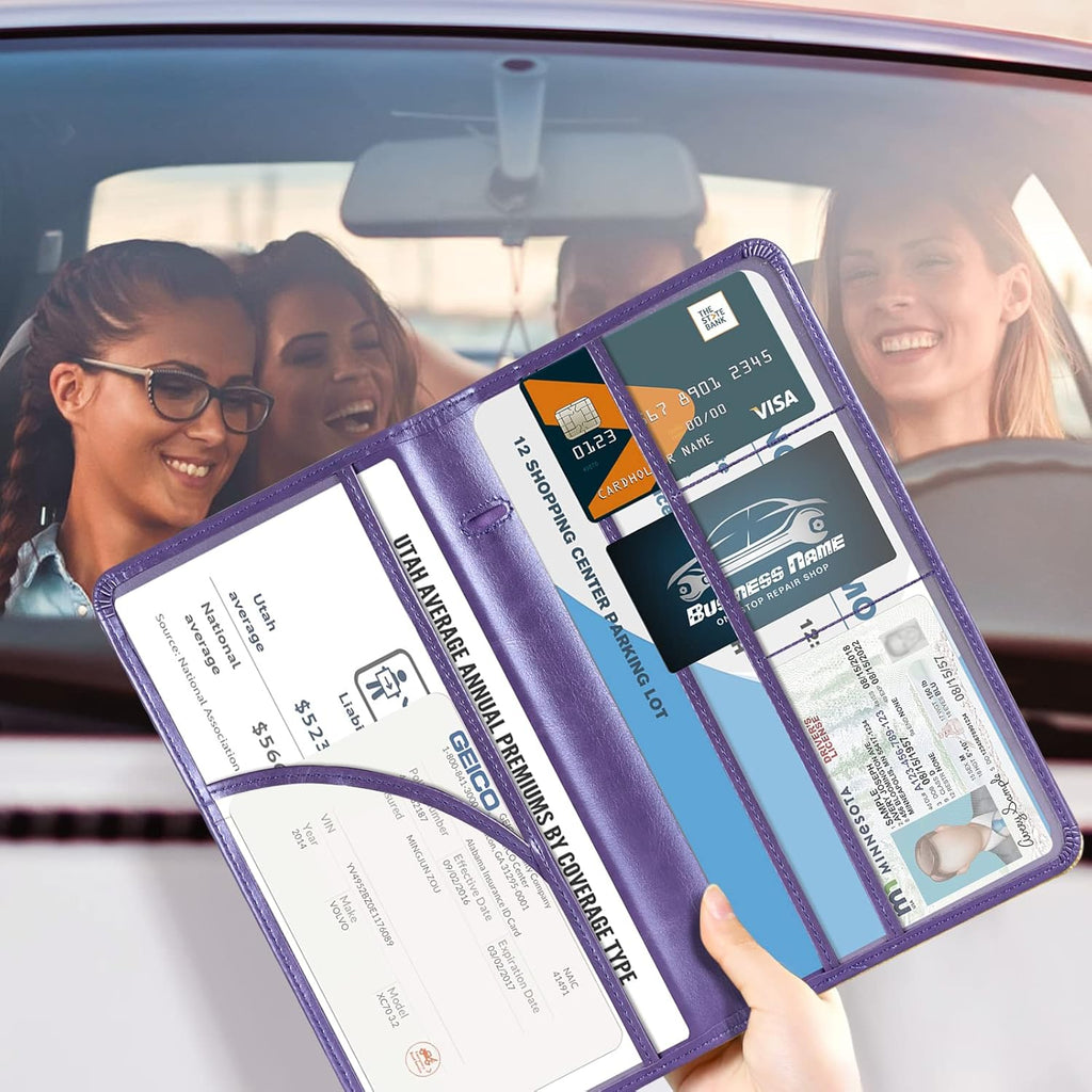 CoBak Car Registration and Insurance Holder - Vehicle Glove Box Car Organizer, Auto Truck Comparment Accessories Case for Essential Document, Driver License, Cards