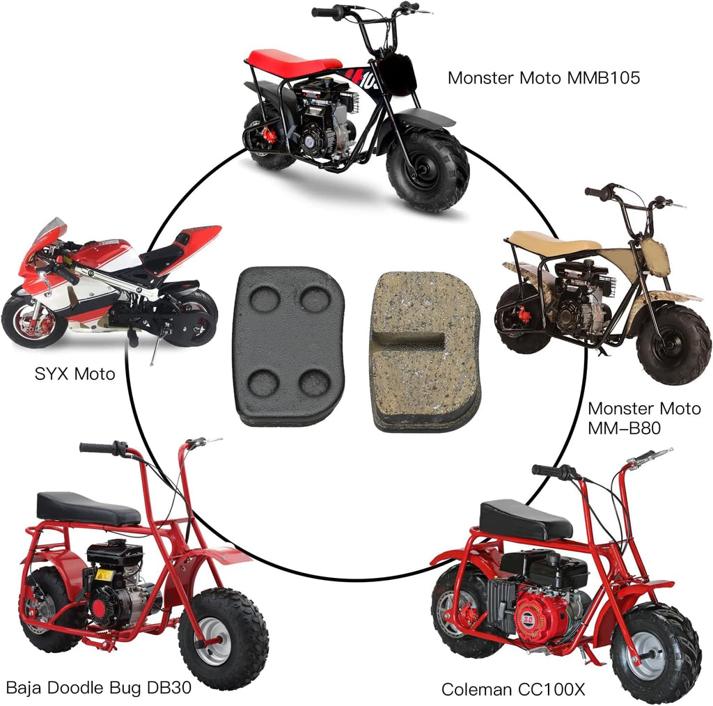 YOXUFA Mini Bike Brake Pads Disc Brake Pads for 79cc 97cc 100cc Coleman CT100U CC100X Baja Doodle Bug DB30 Motovox MBX10 Monster Moto MMB80 MMB105 49cc SYX Moto Mototec Pocket Dirt Bike ATV Parts