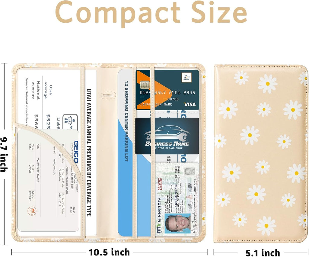 CoBak Car Registration and Insurance Holder - Vehicle Glove Box Car Organizer, Auto Truck Comparment Accessories Case for Essential Document, Driver License, Cards