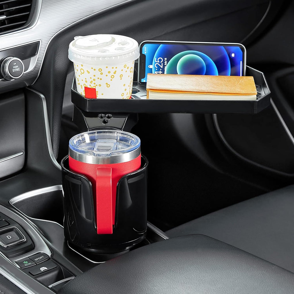 JoyTutus Car Cup Holder Expander, Automotive Cup Attachable Tray with 360° Rotation,Large Cup Holder Adapt Most Regular Cups with 18-40 oz, fit in 2.75-3.25 inch Car Holder