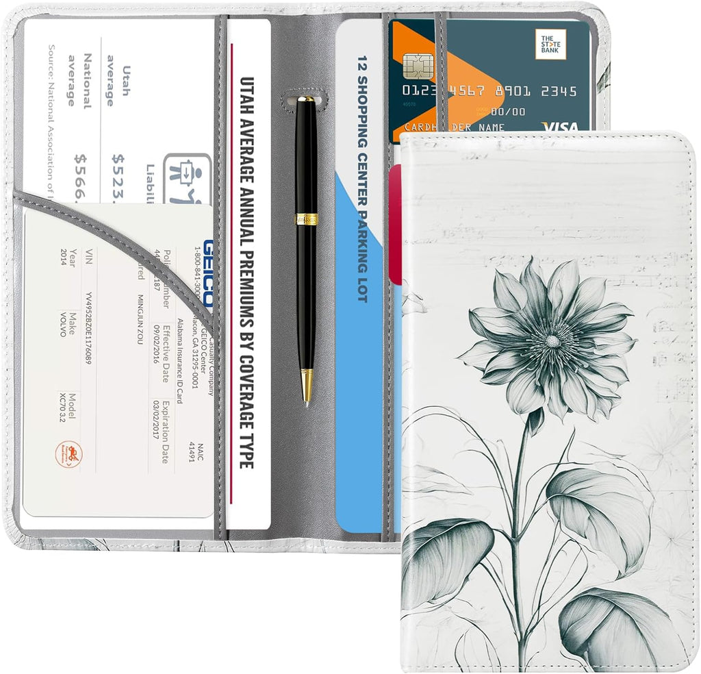 CoBak Car Registration and Insurance Holder - Vehicle Glove Box Car Organizer, Auto Truck Comparment Accessories Case for Essential Document, Driver License, Cards