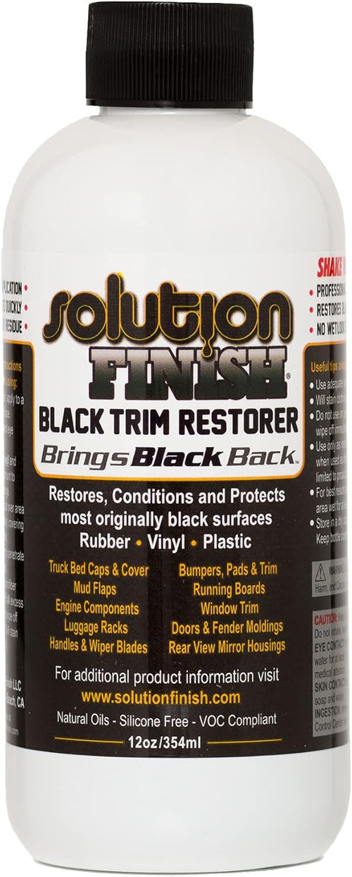 Black Plastic & Vinyl Trim Restorer - Use for Car and Truck Detailing, No Wet Look, Instantly Revives Color to Trim, Bumpers, Mud Flaps, Etc., Black (12 oz)