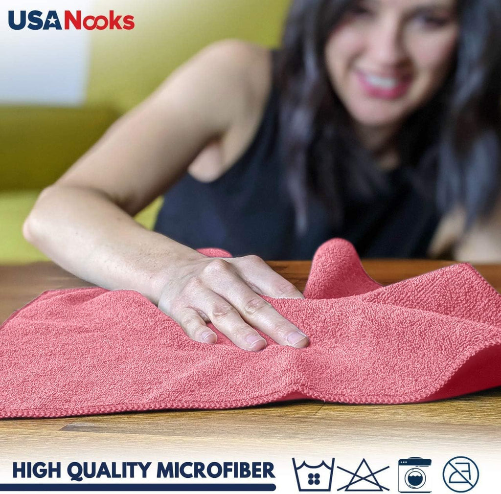 USANOOKS Microfiber Cleaning Cloth Grey - 12 Pcs (12.5"x12.5") - High Performance - 1200 Washes, Ultra Absorbent Microfiber Towel Weave Grime & Liquid for Streak-Free Mirror Shine - Car Washing Cloth