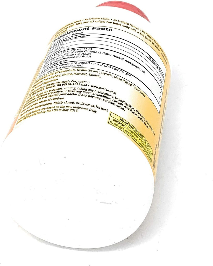 Kirkland Signature Natural Fish Oil Concentrate with Omega-3 Fatty Acids - 400 Softgels (Pack of 2)