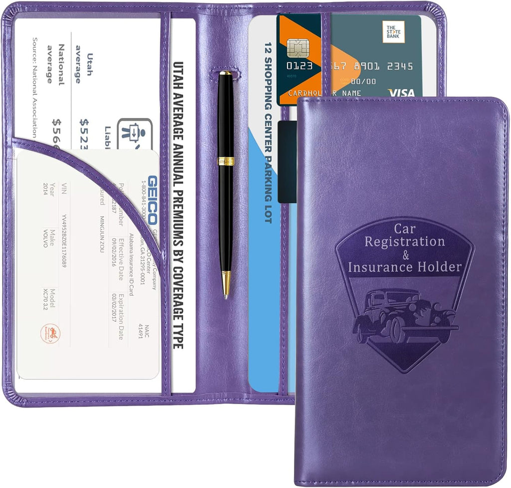 CoBak Car Registration and Insurance Holder - Vehicle Glove Box Car Organizer, Auto Truck Comparment Accessories Case for Essential Document, Driver License, Cards