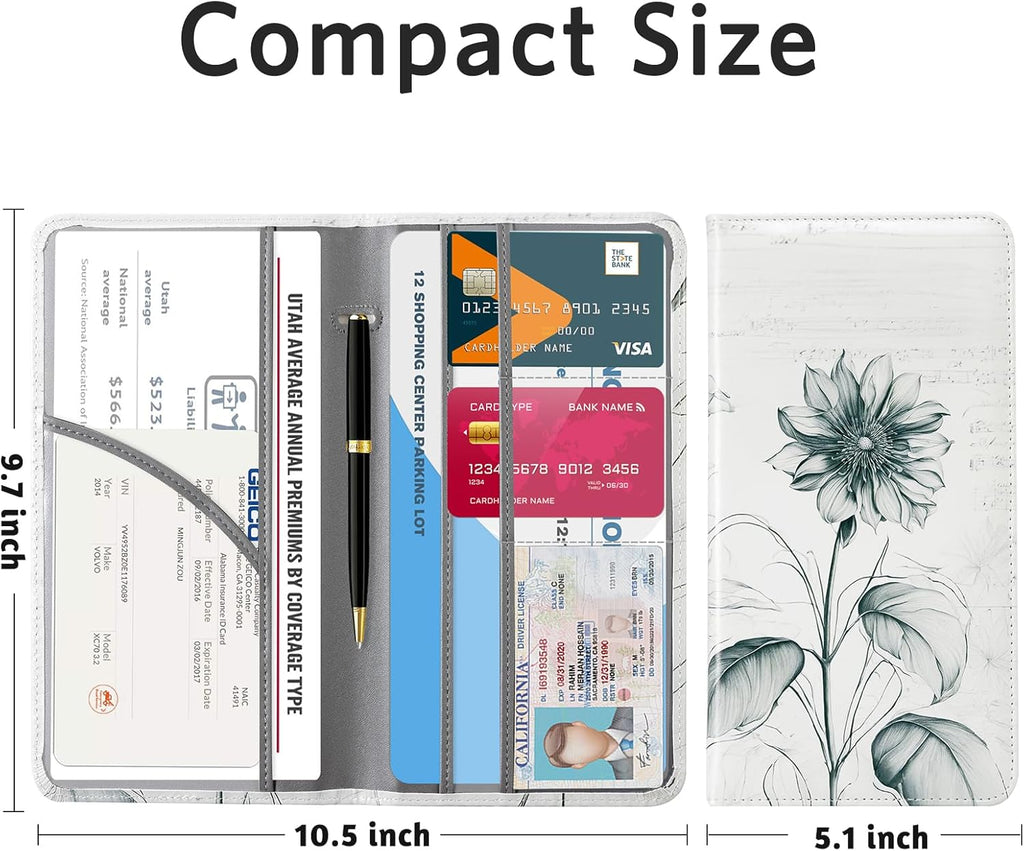 CoBak Car Registration and Insurance Holder - Vehicle Glove Box Car Organizer, Auto Truck Comparment Accessories Case for Essential Document, Driver License, Cards