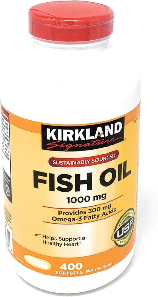 Kirkland Signature Natural Fish Oil Concentrate with Omega-3 Fatty Acids - 400 Softgels (Pack of 2)