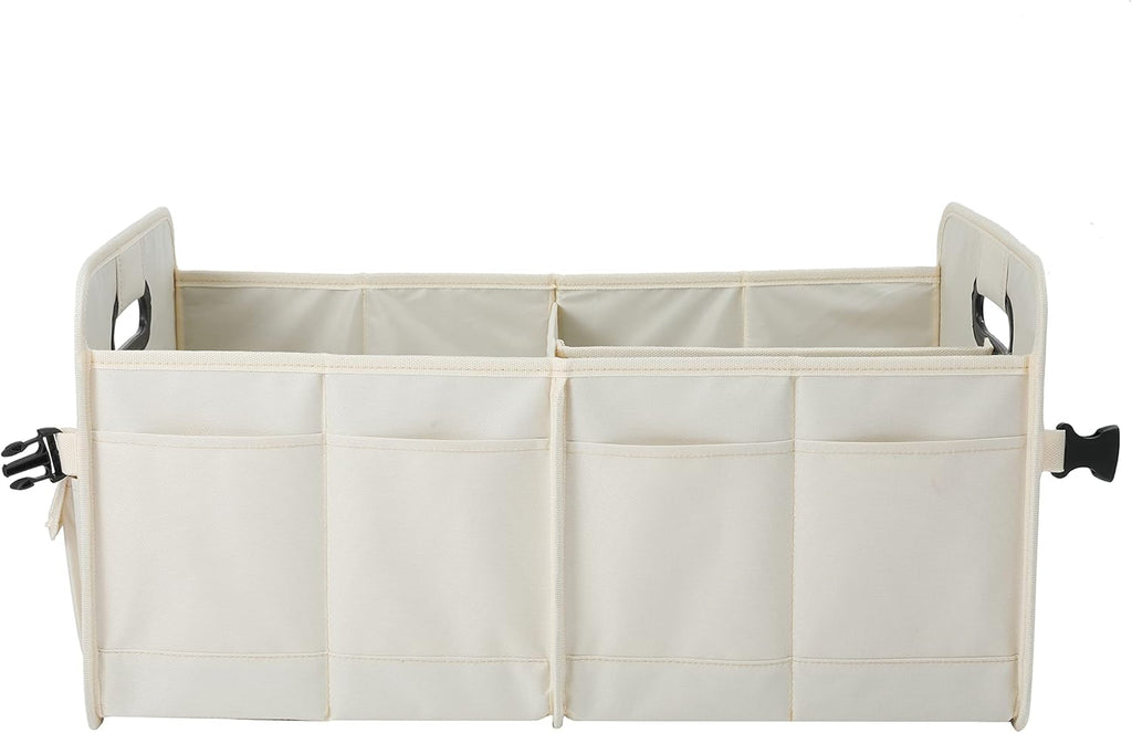 Car Trunk Organizer Car Storage Organizer Collapsible Multi Compartment Car Organizer Adjustable Straps for SUV(Beige)