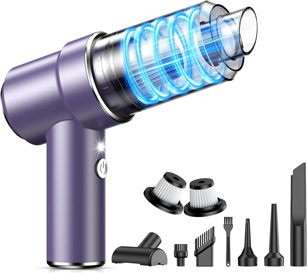 KMM Handheld Car Vacuum Cleaner, 9000Pa Vacuum Cleaner and Air Duster, 120W High Power Hand Held Vacuum with LED Light and Multi-Nozzles for Car, Home, Office, Pet