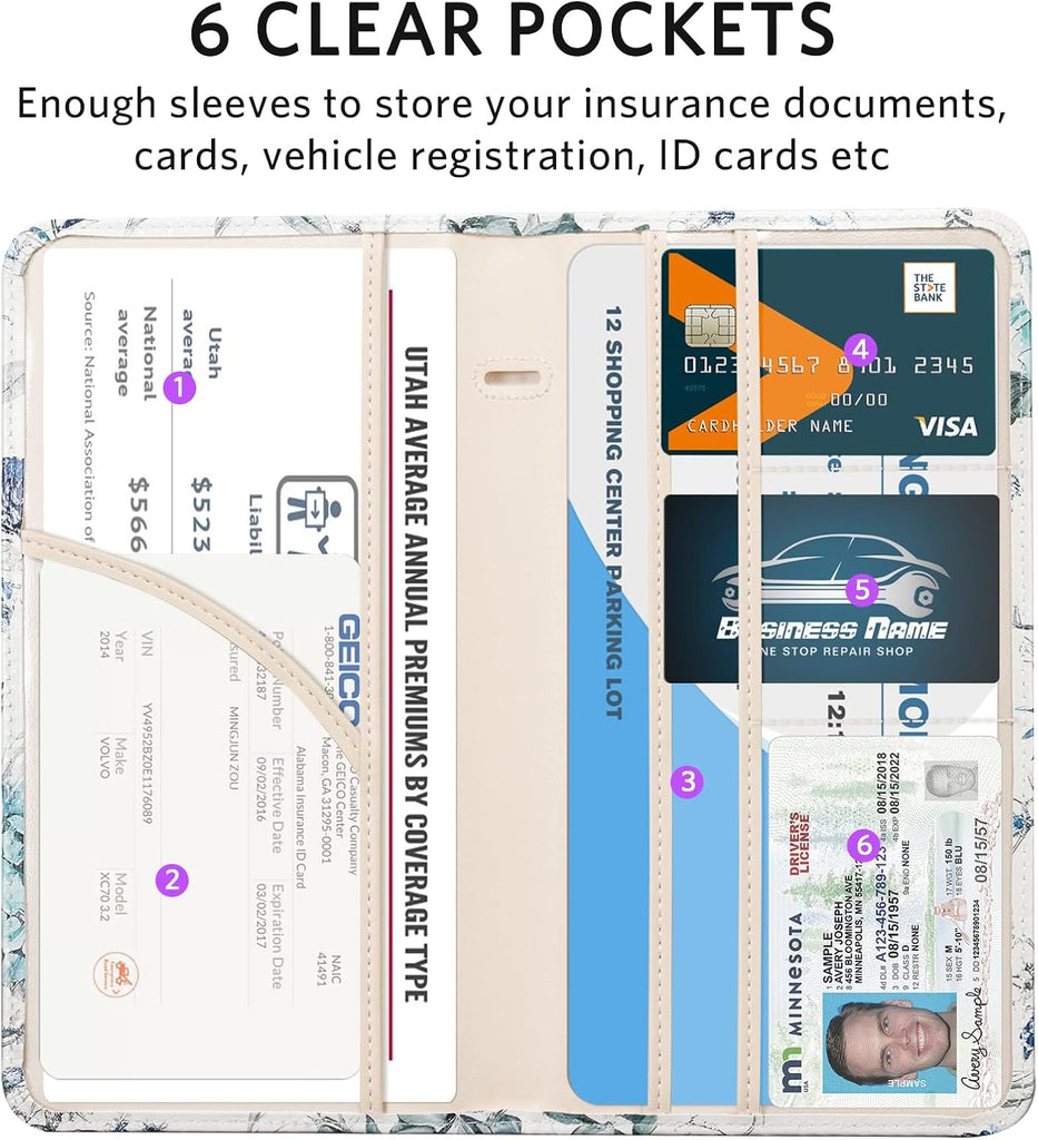 CoBak Car Registration and Insurance Holder - Vehicle Glove Box Car Organizer, Auto Truck Comparment Accessories Case for Essential Document, Driver License, Cards