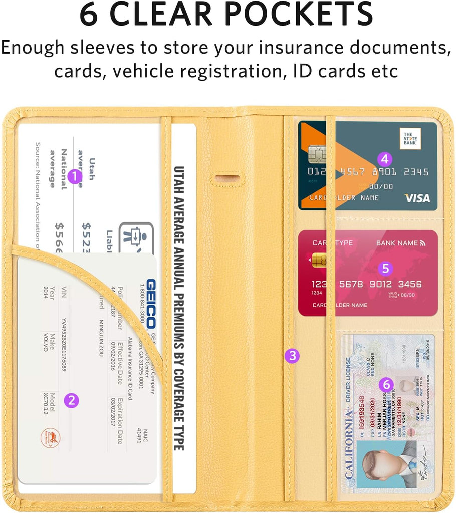 CoBak Car Registration and Insurance Holder - Vehicle Glove Box Car Organizer, Auto Truck Comparment Accessories Case for Essential Document, Driver License, Cards