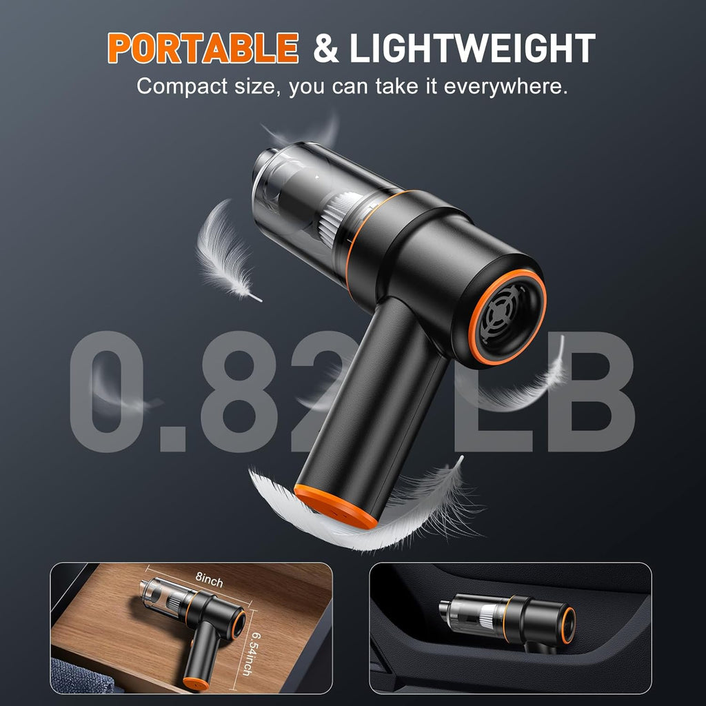 KMM Handheld Car Vacuum Cleaner, 9000Pa Vacuum Cleaner and Air Duster, 120W High Power Hand Held Vacuum with LED Light and Multi-Nozzles for Car, Home, Office, Pet