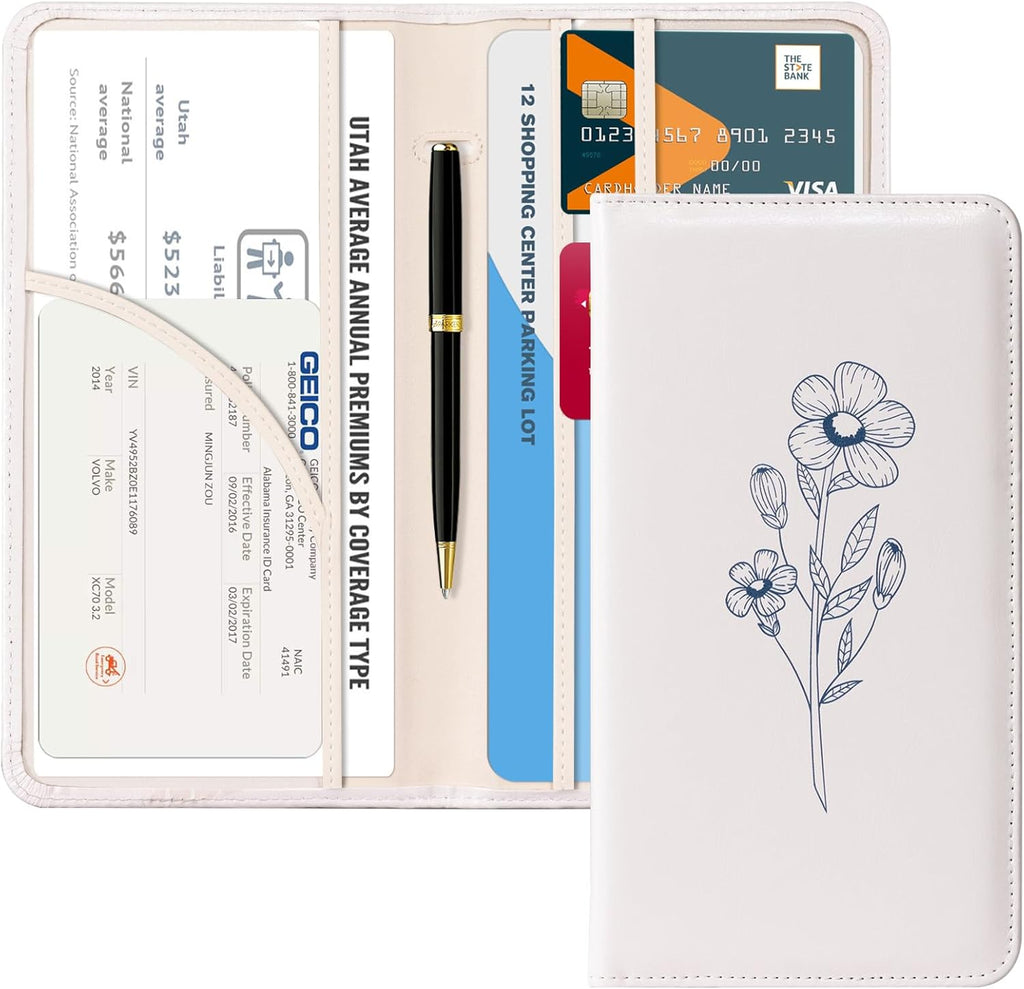 CoBak Car Registration and Insurance Holder - Vehicle Glove Box Car Organizer, Auto Truck Comparment Accessories Case for Essential Document, Driver License, Cards